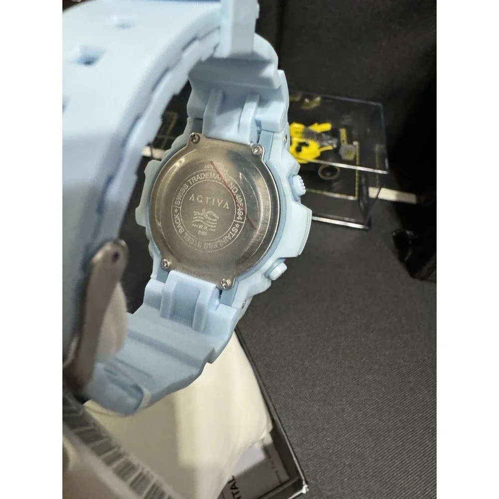 Activa Women’s/Kids Sports Quartz Digital Watch Blue Resin WR 50m Alarm w/Box